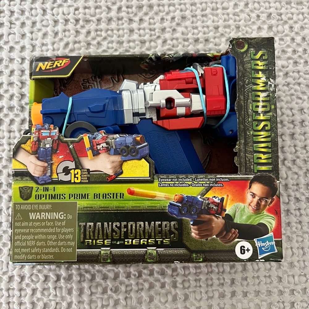 Nerf Transformers Optimus Prime Blaster - Blue, Red, and Silver